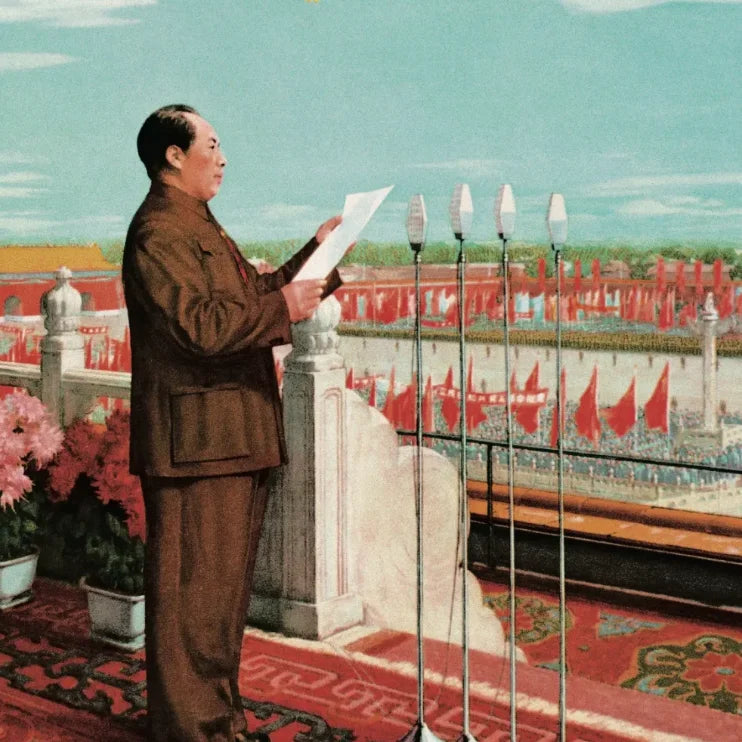 China National Day 1949 historic proclamation at Tiananmen Square marking the founding of the People's Republic of China.