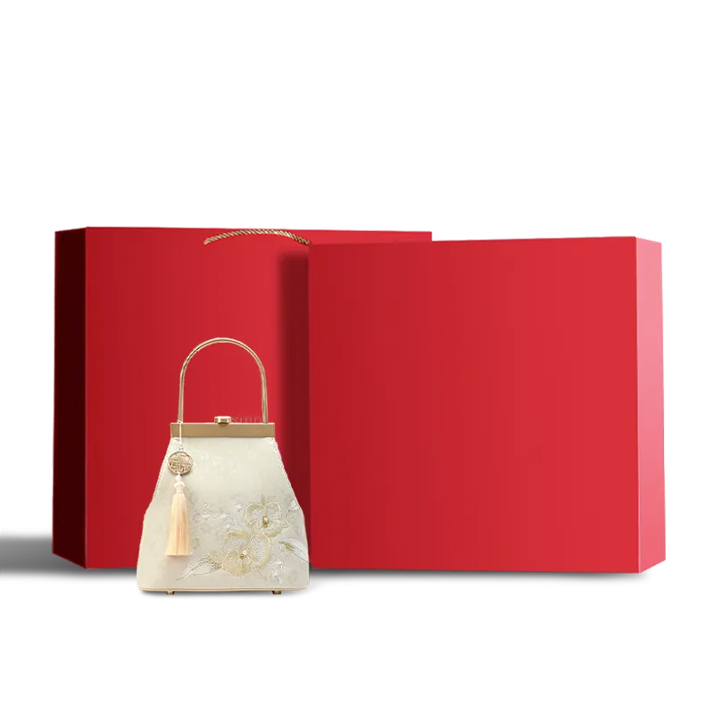 Premium red gift box for Butterfly Kiss-Lock clutch bag.