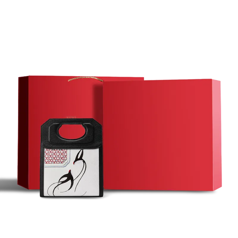 Premium red gift box with Chinoiserie handbag.