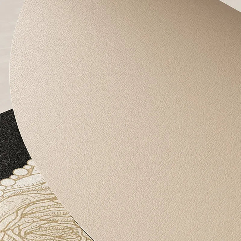 Non-slip bottom texture of chinoiserie jade green leather placemat.