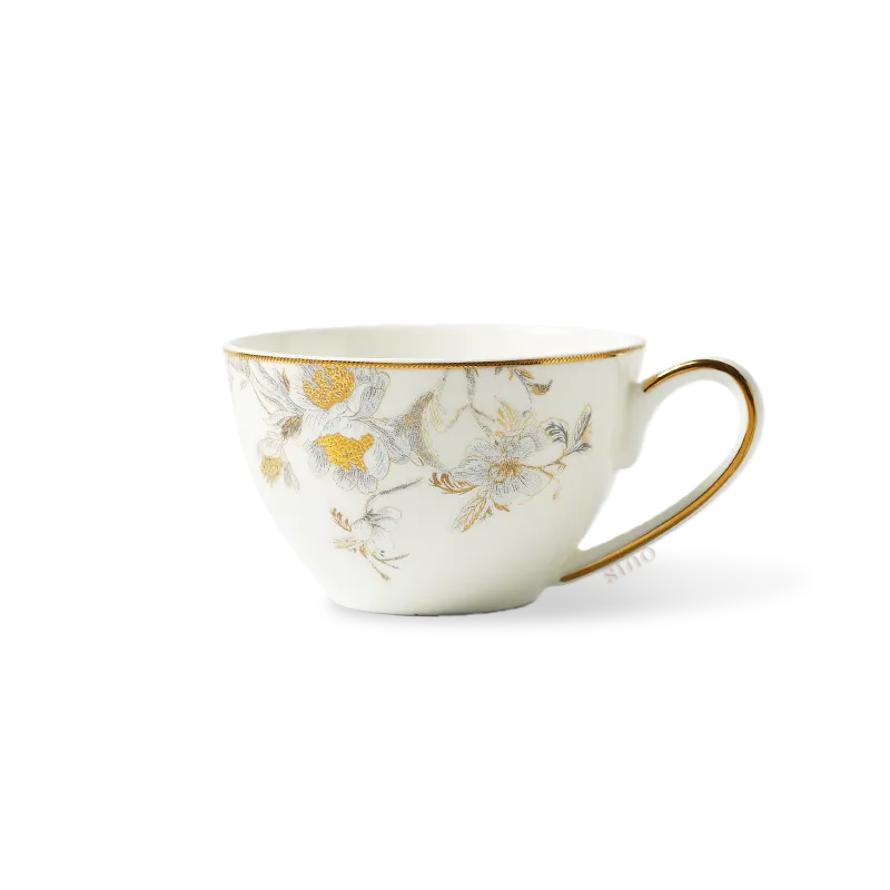 Chinoiserie Luxury Bone China Demitasse Cup: Peony & Butterfly design.