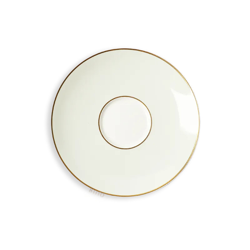 Classic White Gold-Rimmed Bone China Demitasse Saucer.