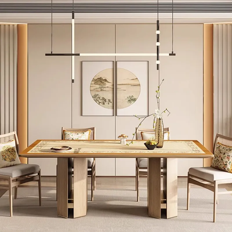 Luxury Chinese dining scene with blossom border mat.