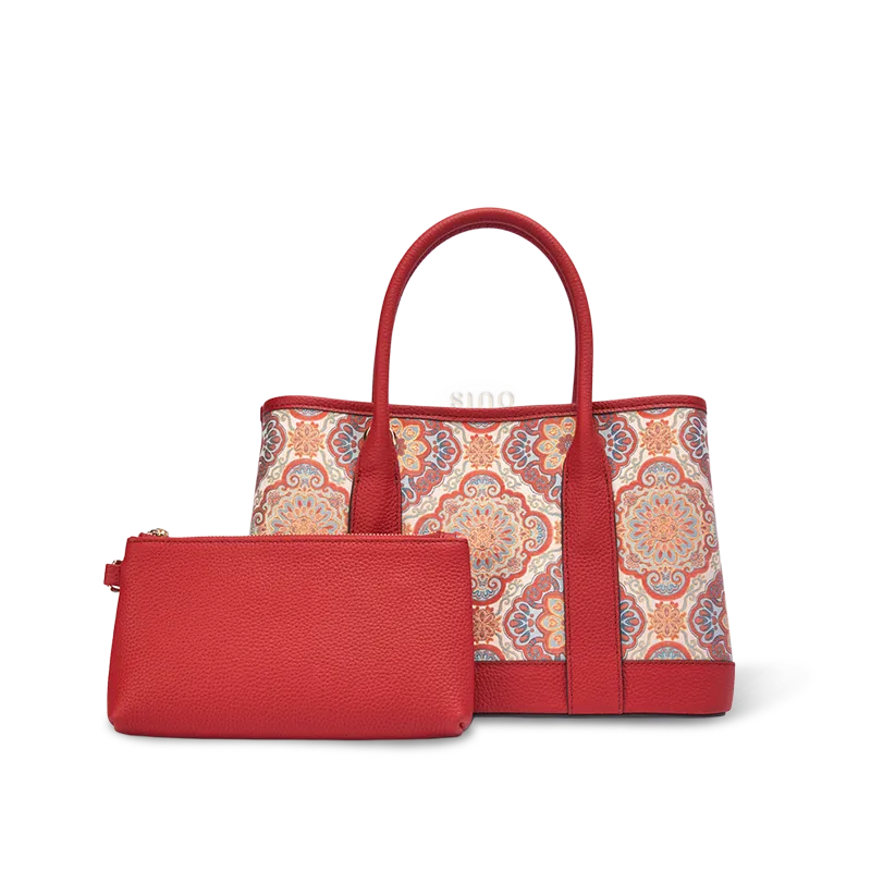chinoiserie-luxury-red-song-brocade-baoxiang-floral-motif-tote-bag-with-red-inner-pouch-front-white-background.