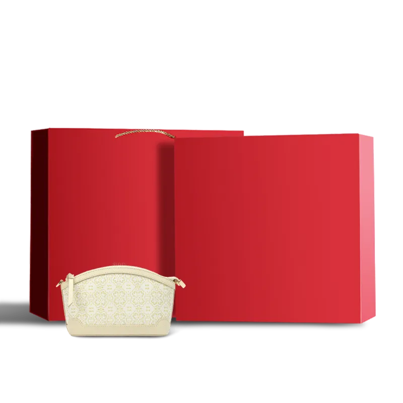 Premium red gift box for brocade clutch bag.