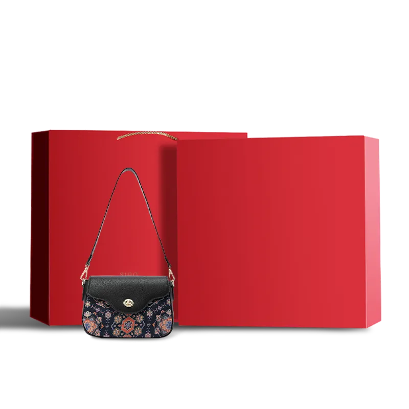 Premium red gift box with Song Brocade Baoxiang motif.