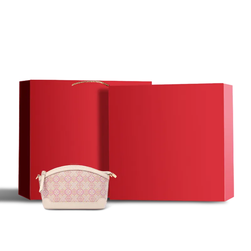 Premium red gift box for luxury clutch bag.