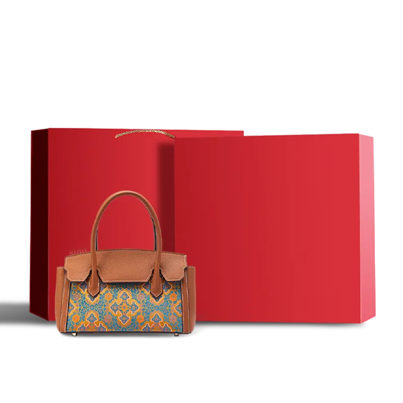 Premium red gift box for Ruyi motif Song Brocade bag.