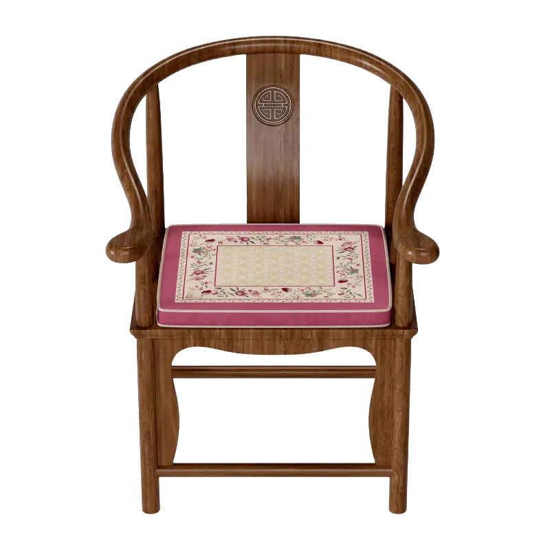 Coral pink chair cushion for dining chair.