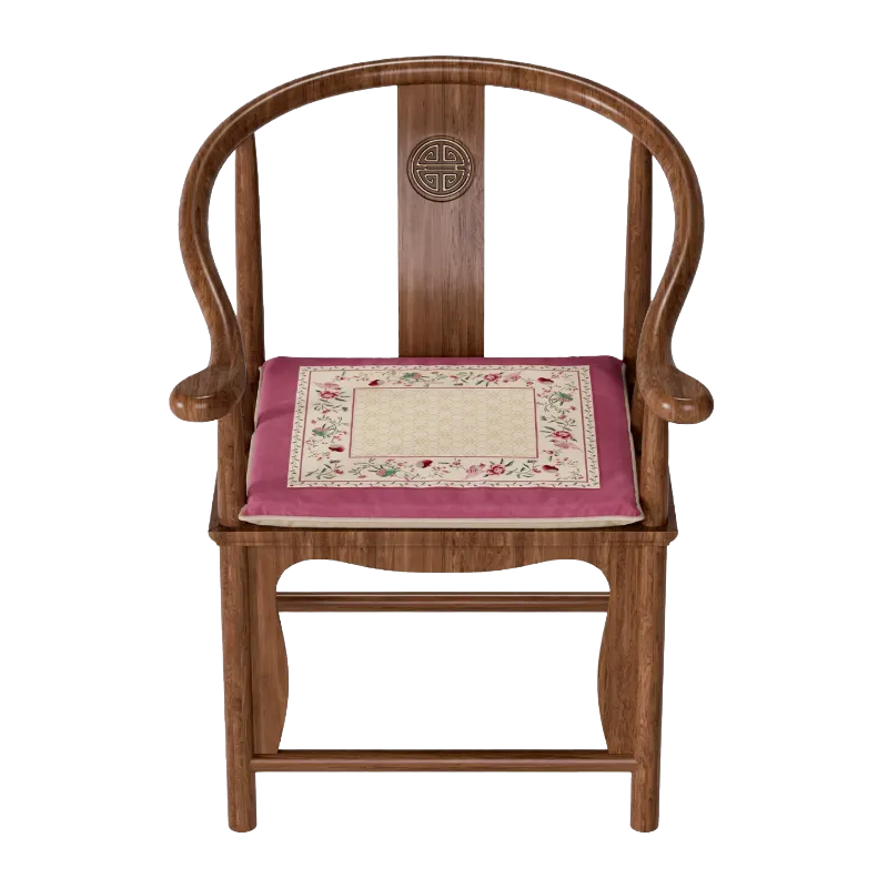Coral pink chair cushion for dining chair.