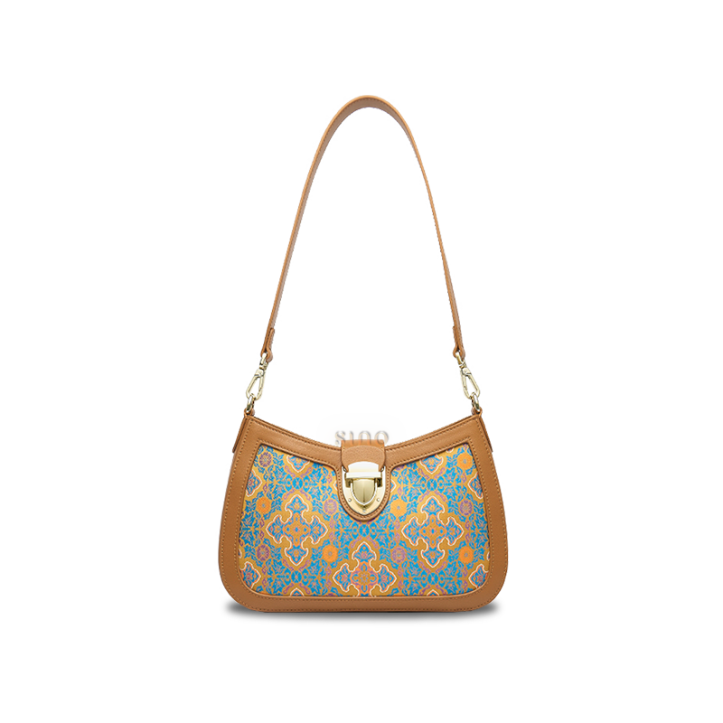 Song Brocade Leather Mulberry Silk Shoulder Underarm Bag