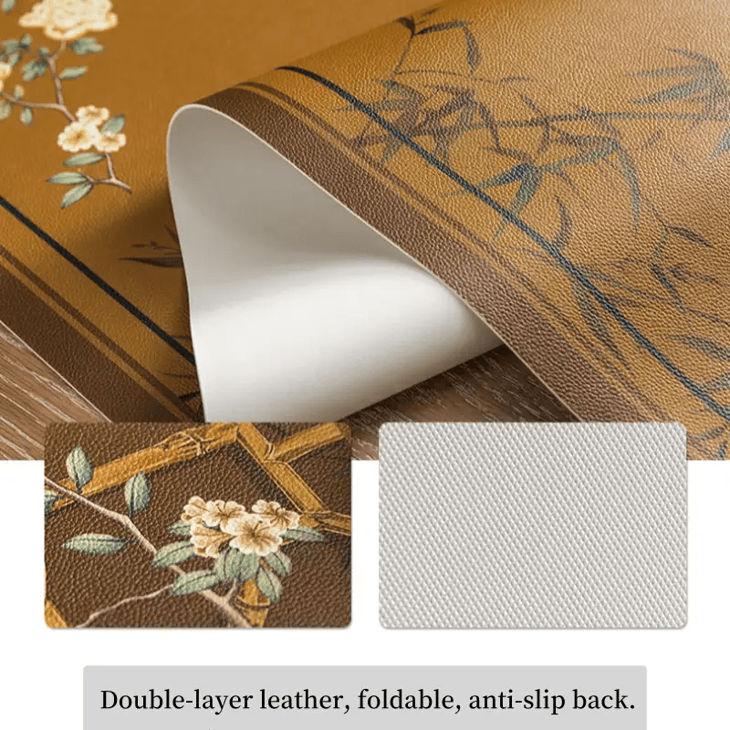 Chinoiserie Retro Stain Resistant Leather Coffee Table Mat - SinoCultural