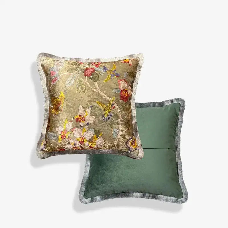 Chinoiserie Vintage Velvet Throw Pillow Floral and Botanical SJZBZ006