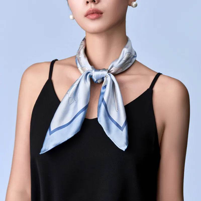 100% Mulberry Silk Summer Lily Square Scarf 70 x 70 Cm - SinoCultural -- SS024-1