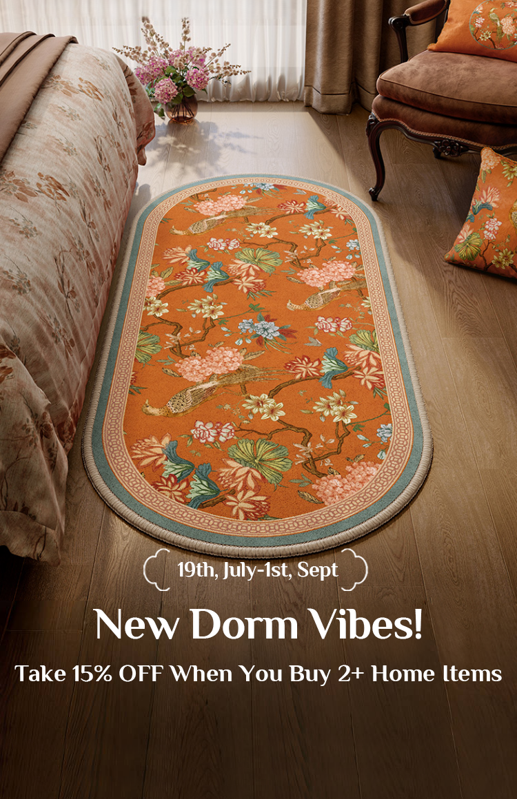 Tap to unlock 15% off bedding + rugs! Layer Chinese style for your Dorm Vibes refresh.