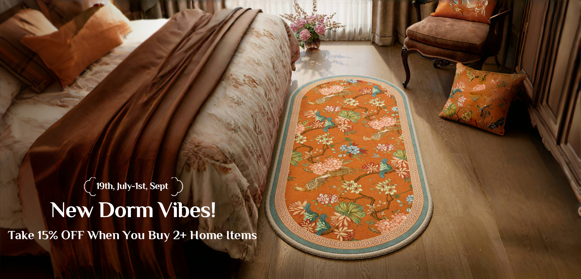 Tap to unlock 15% off bedding + rugs! Layer Chinese style for your Dorm Vibes refresh.