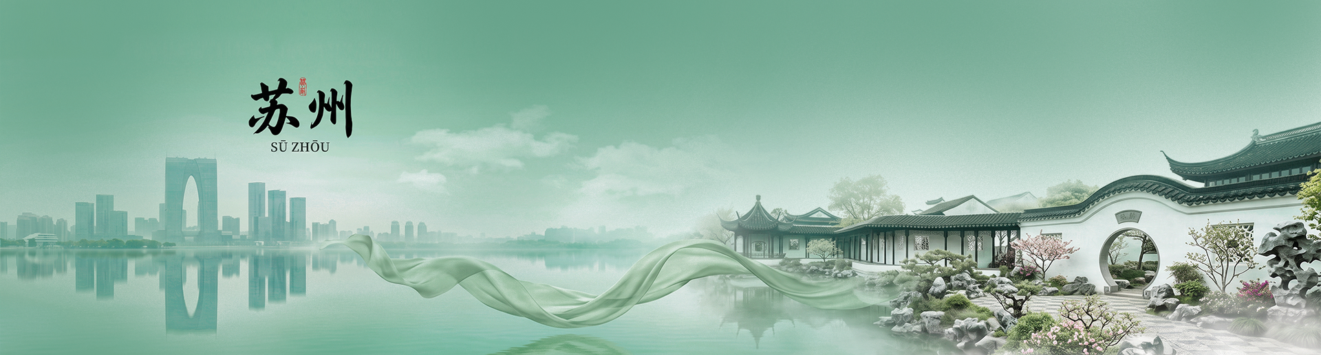 Suzhou Travel Guide 2026 featuring classical Chinese gardens, Jinji Lake, Gate of the Orient, Jiangnan scenery and Suzhou silk heritage.