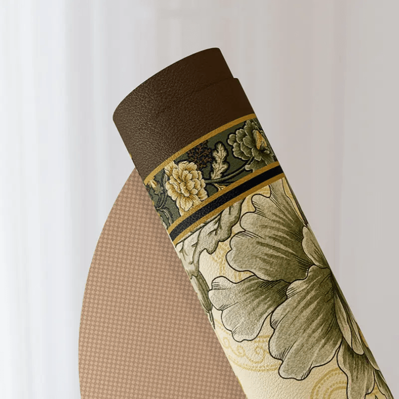 Chinoiserie Absorbent Bathroom Mat Anti-Slip Fan-Shaped Rug - SinoCultural